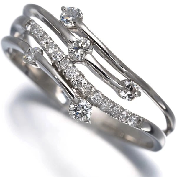 DIAMOND WAVE OPENWORK RING 900 PLATINUM: Diamond Wave Openwork Ring 900 Platinum Brand: Unbranded Type/Style: Ring Material: 900 / Platinum, Main Stone/Creation natural Color: SILVER Size: US 9.75-10 Accessories: None Accessories