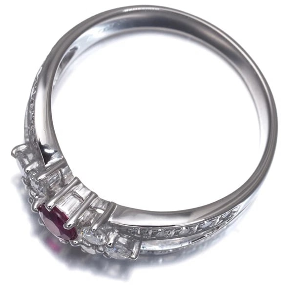 RUBY DIAMOND RING 900 PLATINUM - 4