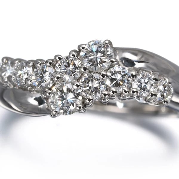 DIAMOND WAVE RING 900 PLATINUM - 2