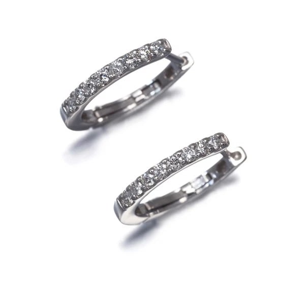 DIAMOND HOOP EARRINGS 18K 750 WHITE GOLD (1 of 2)