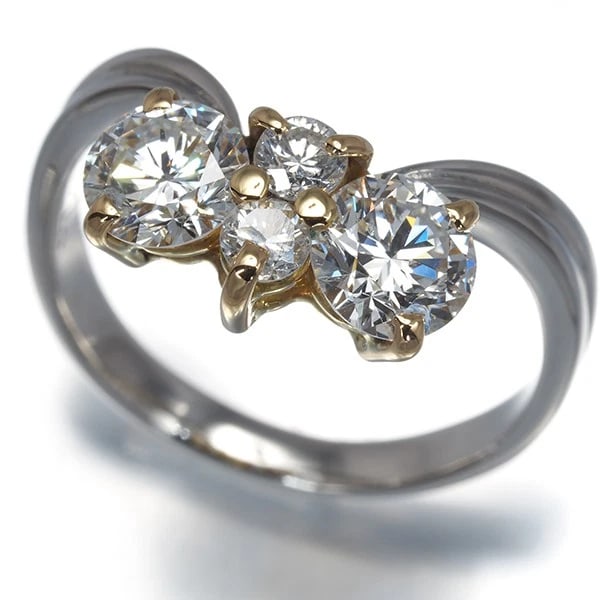 DIAMOND RING 900 PLATINUM/18K 750 YELLOW GOLD (1 of 3)