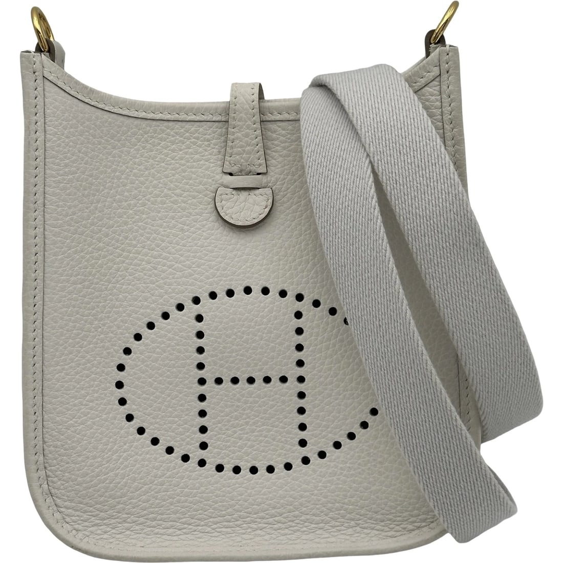 HERMES EVELYN TPM SHOULDER BAG: HERMES Evelyn TPM Shoulder Bag Brand: HERMES Type/Style: Shoulder Bag Material: Taurillon Clece Color: Beton Gold Hardware Size: W6.7 x H7.1x D2.2inch Accessories: None Accessories Notice: When