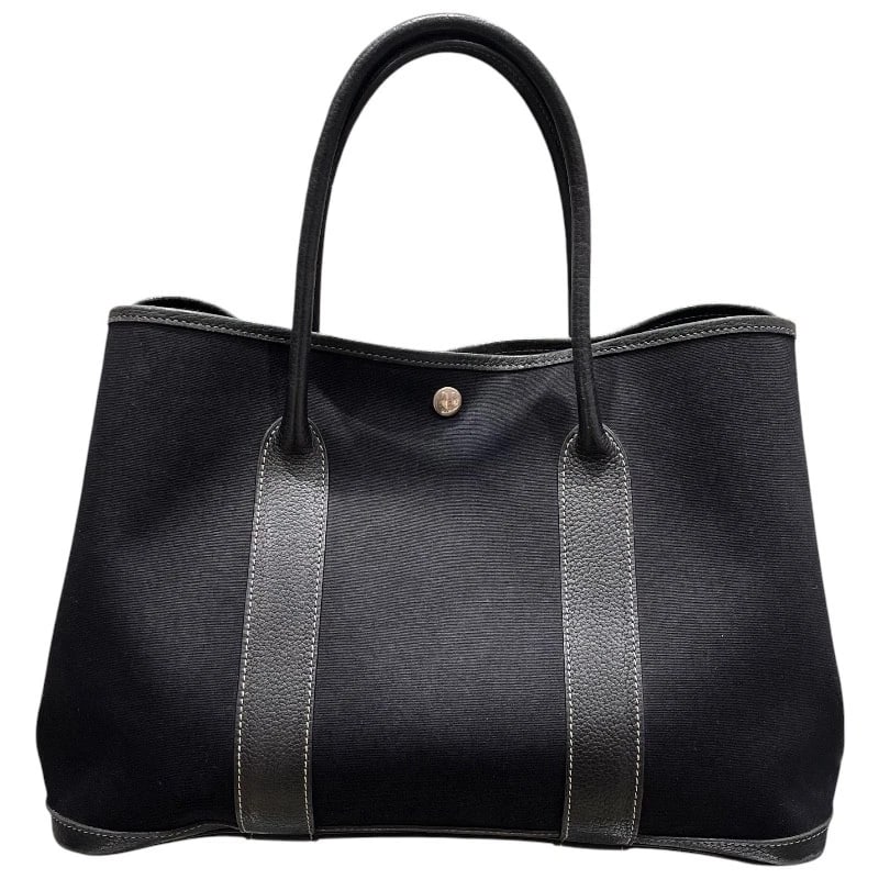 HERMES GARDEN PARTY PM HANDBAG: HERMES Garden party PM Handbag Brand: HERMES Type/Style: Handbag Material: Toile Buffle Color: black Size: W14.6 x H10.2x D6.3inch Accessories: None Accessories Notice: When purchasing pre-owned