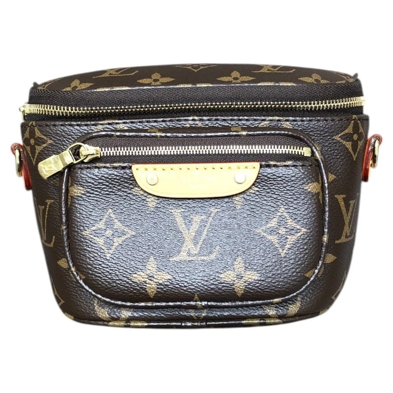 LOUIS VUITTON MINI BUM BAG SHOULDER BAG: LOUIS VUITTON mini bum bag Shoulder Bag Brand: LOUIS VUITTON Type/Style: Shoulder Bag Material: Monogram canvas Color: Brown Size: W6.7 x H4.7x D3.7inch Accessories: None Accessories Notice: When