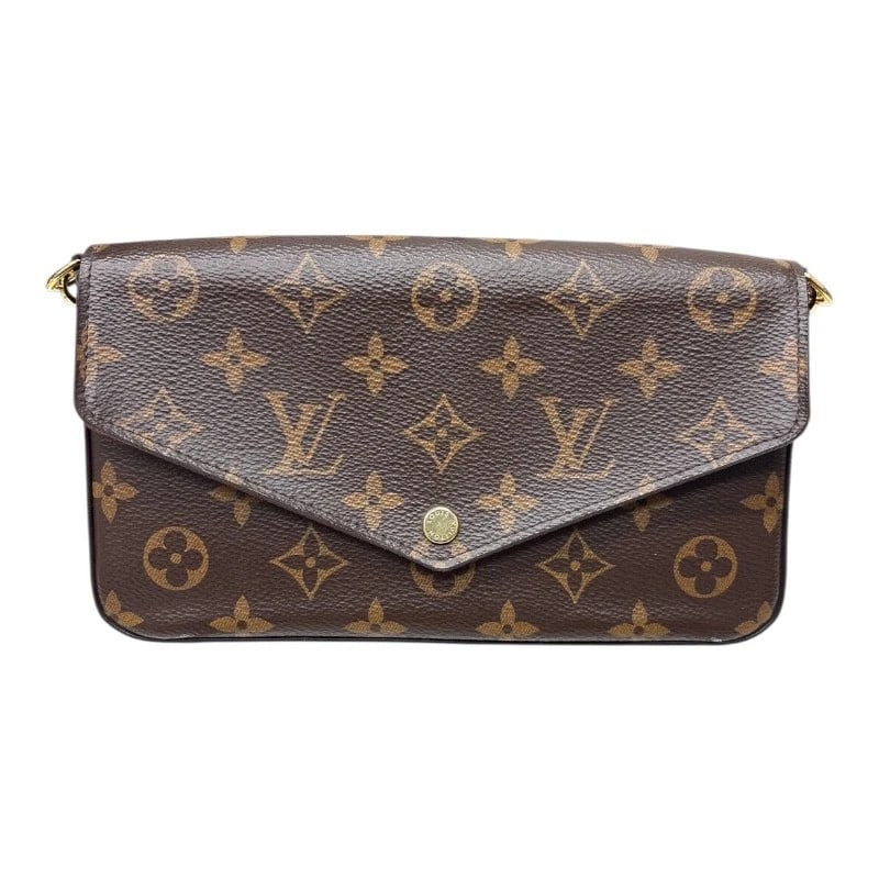 LOUIS VUITTON POCHETTE FELICE SHOULDER BAG: LOUIS VUITTON Pochette Felice Shoulder Bag Brand: LOUIS VUITTON Type/Style: Shoulder Bag Material: Monogram Color: Brown Size: W8.3 x H4.7x D1.2inch Accessories: None Accessories Notice: When