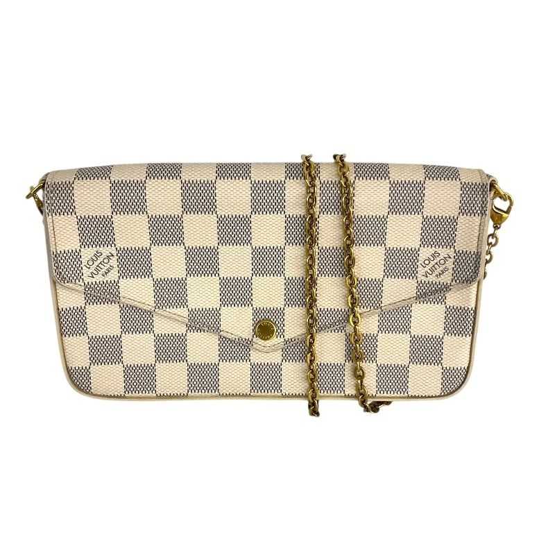 LOUIS VUITTON POCHETTE FELICE SHOULDER BAG: LOUIS VUITTON Pochette Felice Shoulder Bag Brand: LOUIS VUITTON Type/Style: Shoulder Bag Material: Damier Azur Canvas Color: white Size: W7.9 x H4.1x D1.1inch Accessories: None Accessories Notice: