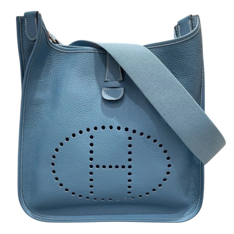 HERMES EVELYN SHOULDER BAG: HERMES Evelyn Shoulder Bag Brand: HERMES Type/Style: Shoulder Bag Material: Taurillon Clece Color: Blue gene Size: W11.0 x H12.2x D3.5inch Accessories: None Accessories Notice: When purchasing