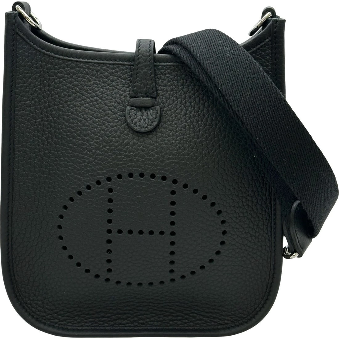 HERMES EVELYN TPM SHOULDER BAG: HERMES Evelyn TPM Shoulder Bag Brand: HERMES Type/Style: Shoulder Bag Material: Taurillon Clece Color: Black SilverHardware Size: W6.7 x H7.1x D1.6inch Accessories: None Accessories Notice: When