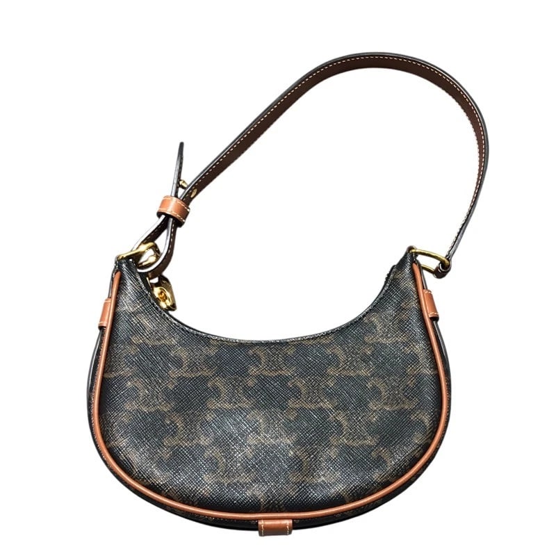 CELINE AVA MINI HANDBAG: CELINE Ava Mini Handbag Brand: CELINE Type/Style: Handbag Material: Triomphe canvas/calfskin Color: Tan Size: W6.3 x H3.1x D1.6inch Accessories: None Accessories Notice: When purchasing pre-owned