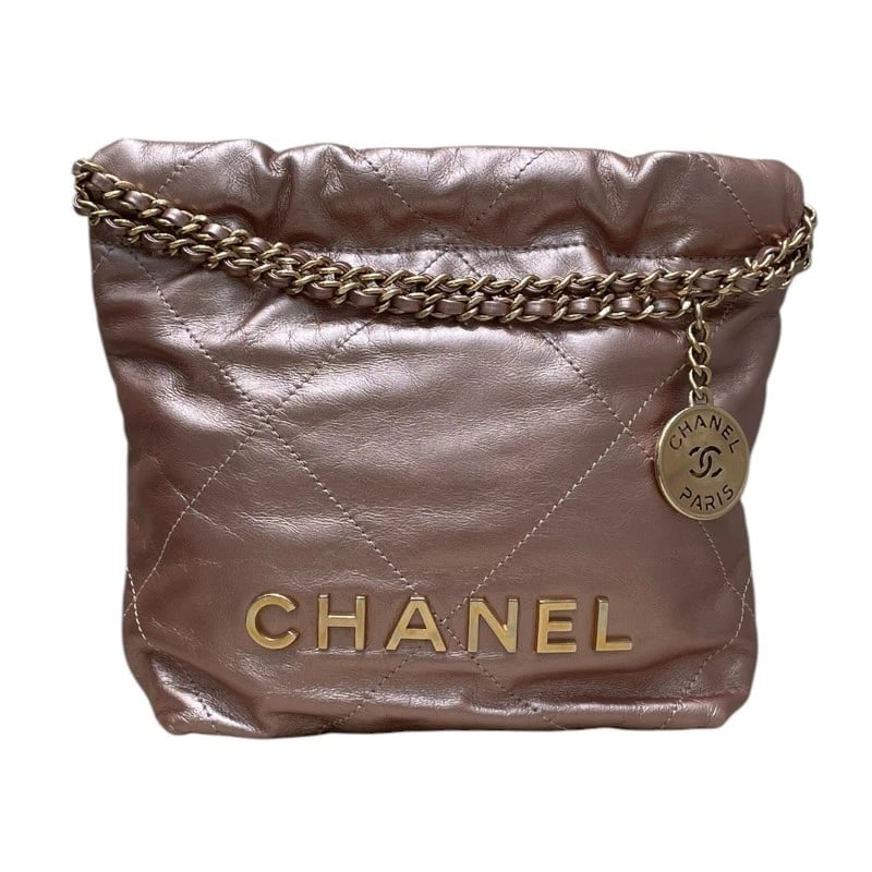 CHANEL CHANEL22 MINI BAG SHOULDER BAG: CHANEL CHANEL22 Mini Bag Shoulder Bag Brand: CHANEL Type/Style: Shoulder Bag Material: shiny calf Color: Metallic Pink Gold Hardware Size: W7.9 x H7.1x D2.4inch Accessories: None Accessories Notice: