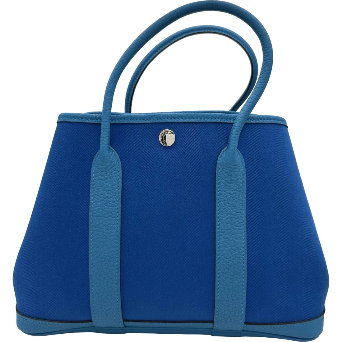 HERMES GARDEN PARTY TPM HANDBAG: HERMES Garden party TPM Handbag Brand: HERMES Type/Style: Handbag Material: Toile / Negonda Color: Blue Zanjibal SilverHardware Size: W11.8 x H8.3x D5.1inch Accessories: None Accessories Notice: When