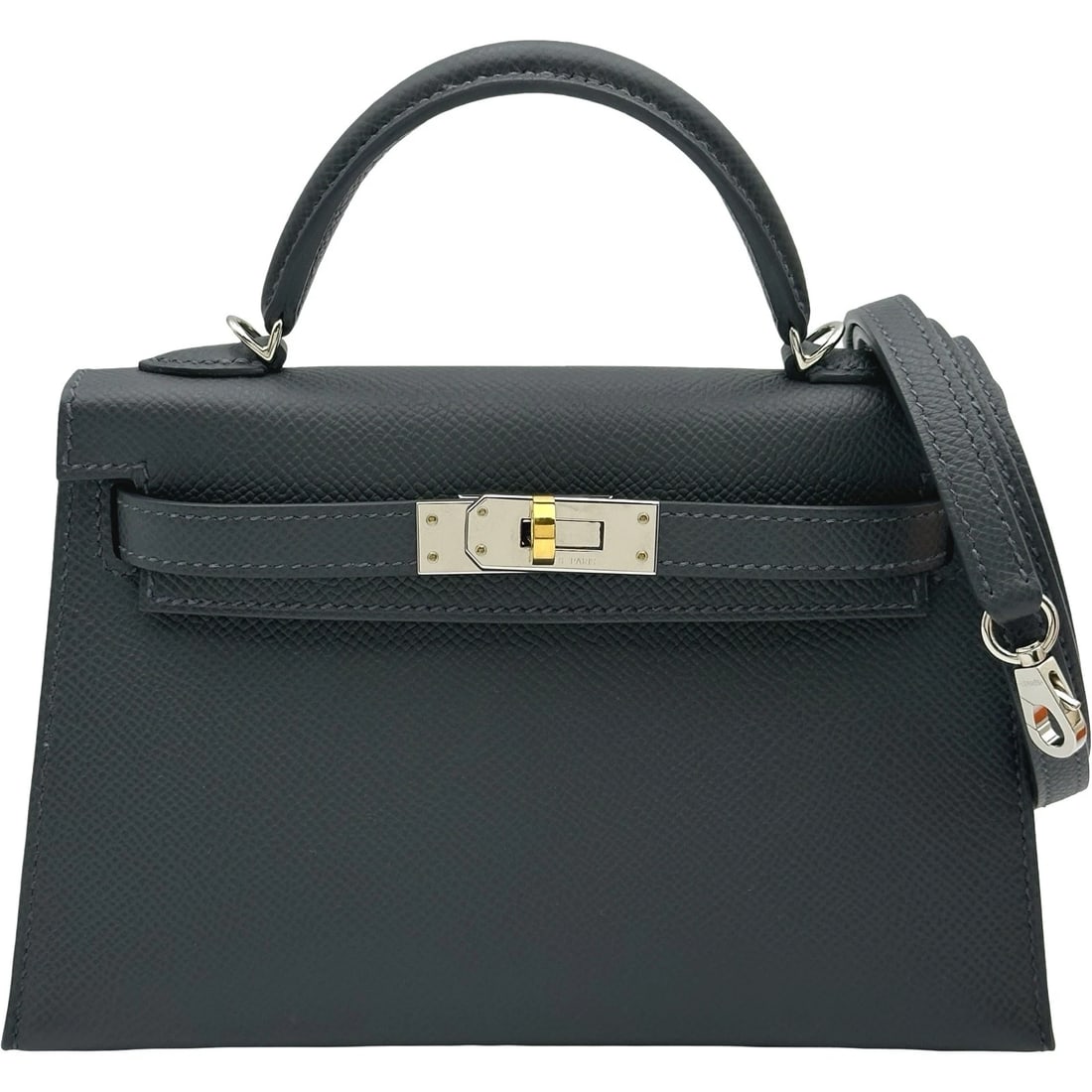 HERMES MINI KELLY 2HANDBAG: HERMES Mini Kelly 2Handbag Brand: HERMES Type/Style: Handbag Material: Epsom Color: Ardoise Electrum Hardware Size: Size(CM) W19cm x H12cmx D5.5cm Size(Inch) W7.5 x H4.7x D2.2inch Accessories: None