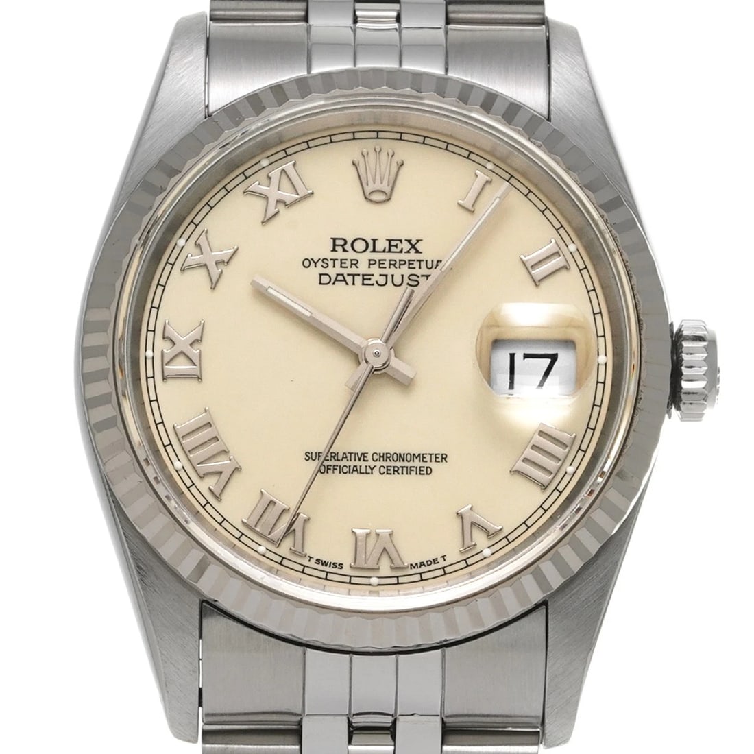 ROLEX DATEJUST IVORY WATCH - 4