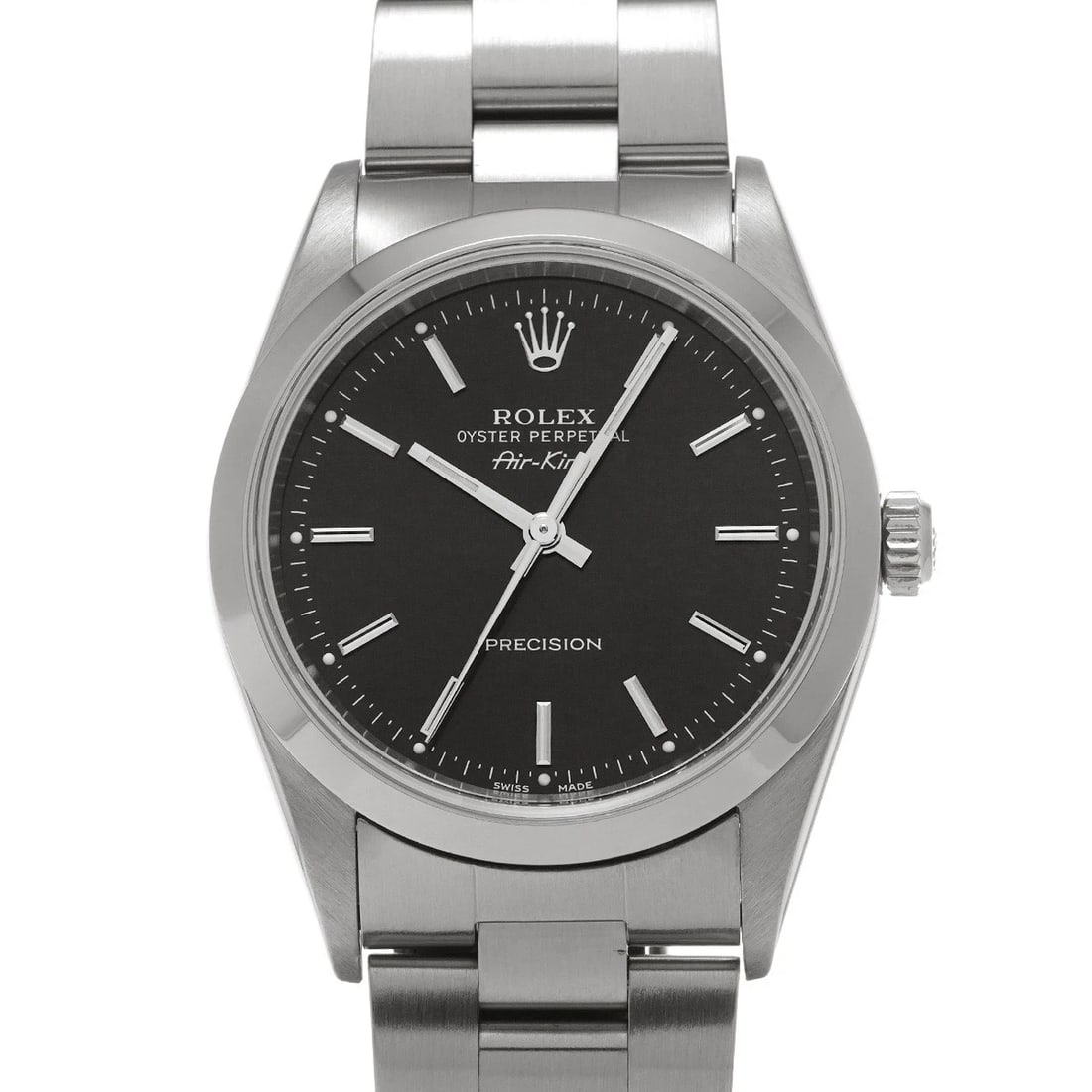 ROLEX AIR-KING BLACK WATCH: ROLEX Air-King Black Watch Brand: ROLEX Type/Style: Wristwatch Material: Band Material Stainless steel, Case Material Stainless steel Color: Dial Color Black Size: ?Case? H/about 34mm W/about 34mm