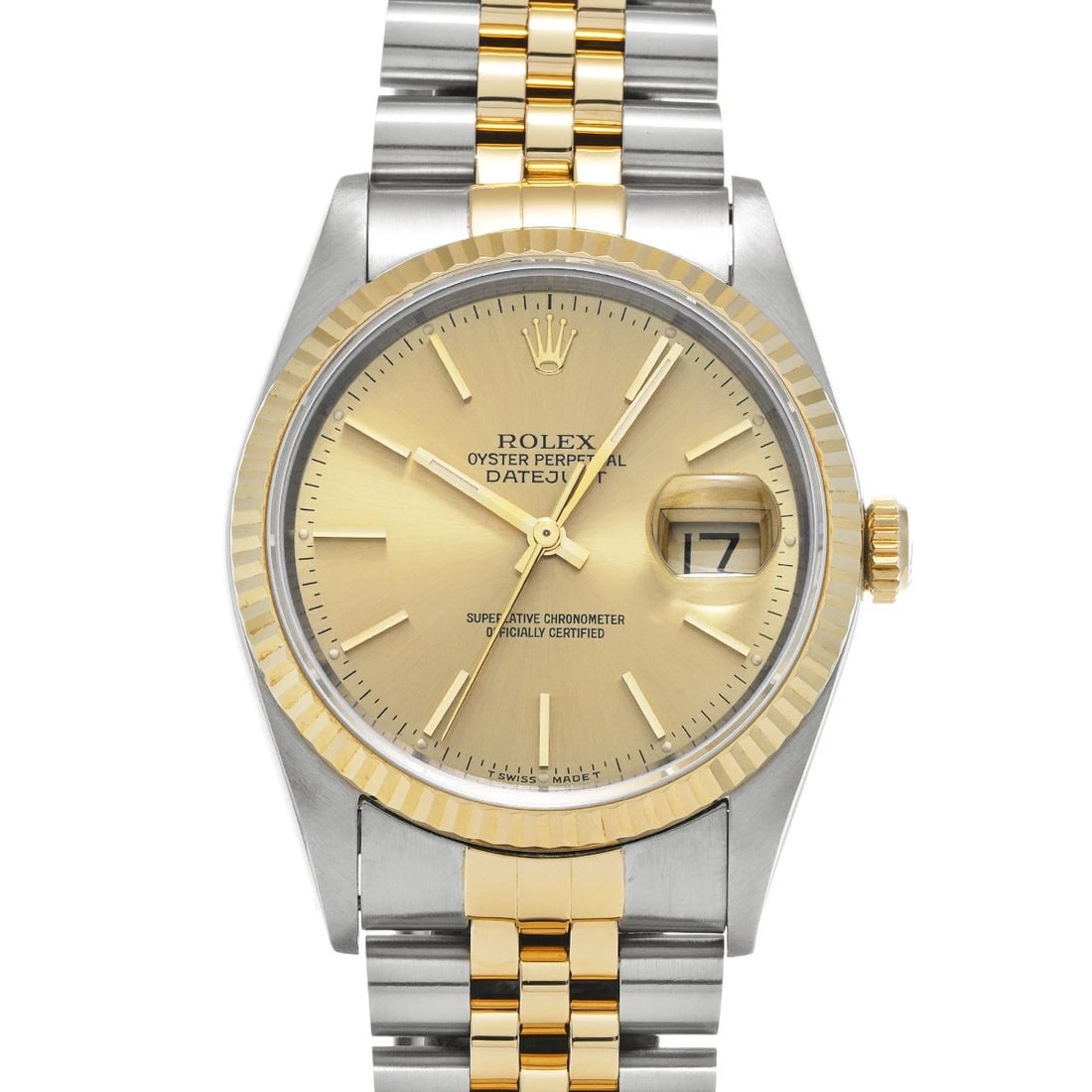 ROLEX DATEJUST CHAMPAGNE WATCH: ROLEX Datejust Champagne Watch Brand: ROLEX Type/Style: Wristwatch Material: Band Material Stainless steel/Yellow Gold, Case Material Stainless steel Color: Dial Color Champagne Size: ?Case? H/about