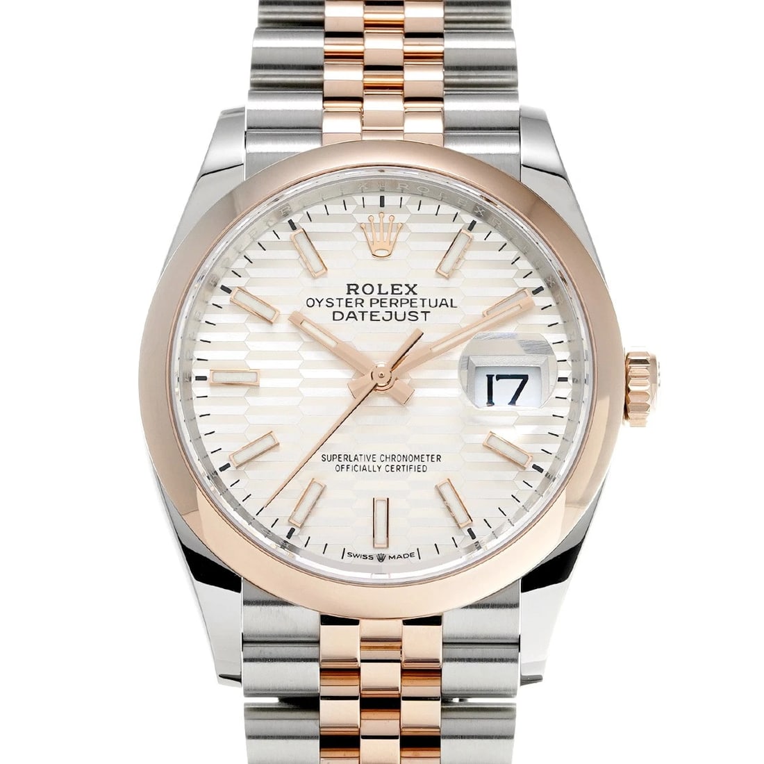 ROLEX DATEJUST SILVER FLUTED MOTIF WATCH: ROLEX Datejust Silver Fluted Motif Watch Brand: ROLEX Type/Style: Wristwatch Material: Band Material Everrose gold/Stainless steel, Case Material Stainless steel Color: Dial Color Silver Fluted Motif