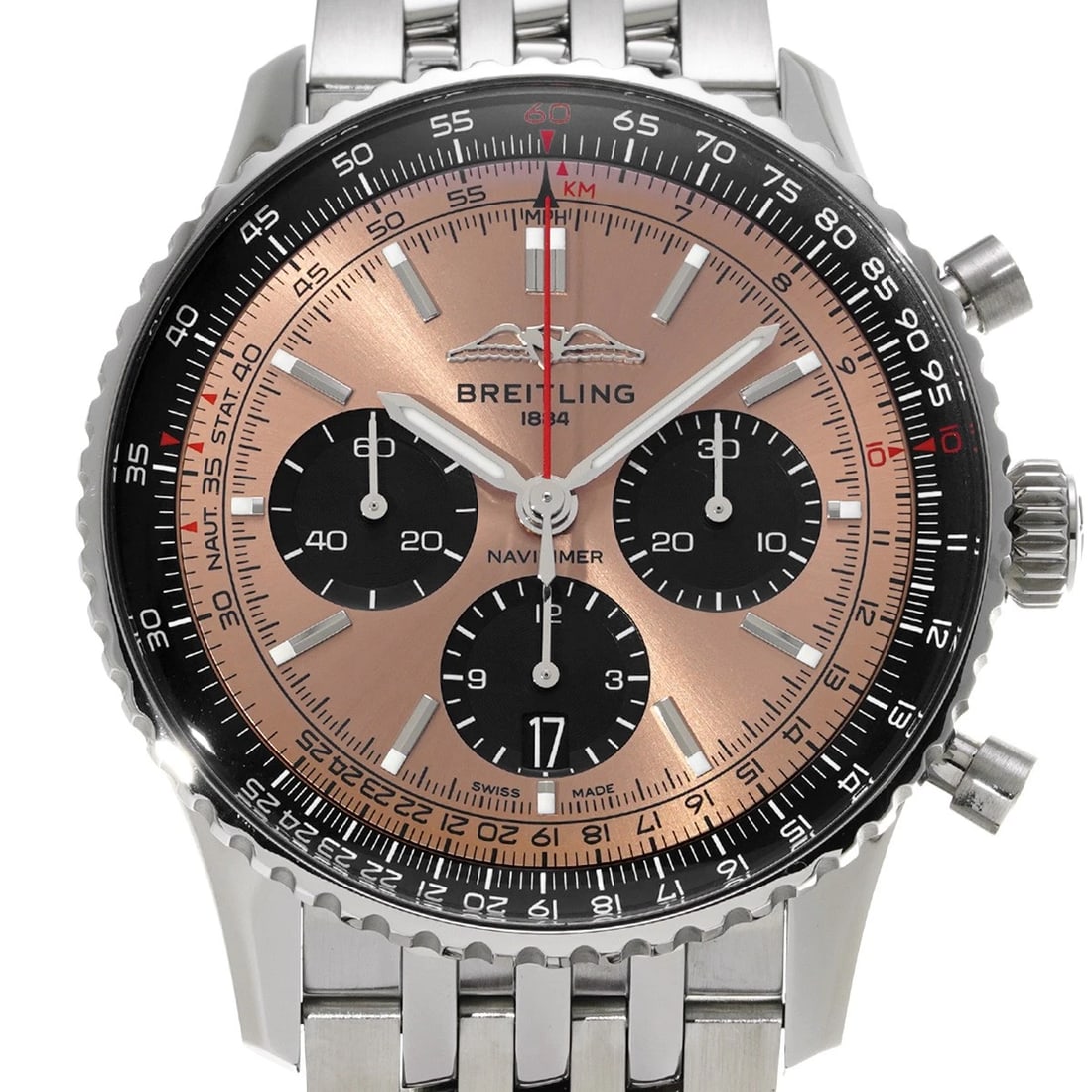 BREITLING NAVITIMER CHRONO PINK/BLACK WATCH - 4