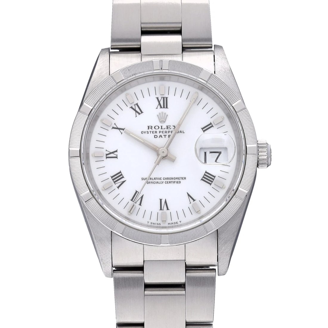 ROLEX OYSTER PERPETUAL DATE WHITE WATCH: ROLEX Oyster Perpetual Date White Watch Brand: ROLEX Type/Style: Wristwatch Material: Band Material Stainless steel, Case Material Stainless steel Color: Dial Color White Size: ?Case? H/about 34mm