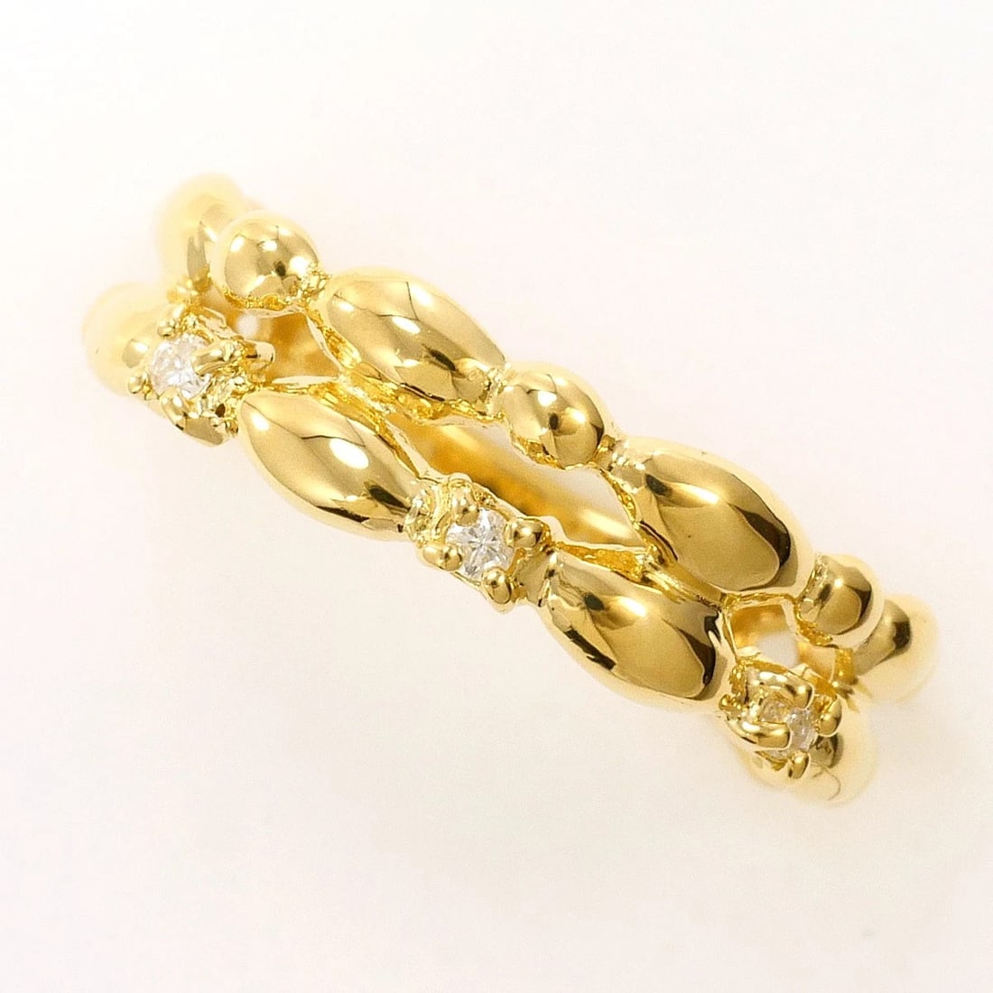 K18 18K GOLD RING 9 DIAMOND: K18 18k gold Ring 9 Diamond Brand: No Brand Type/Style: Ring Material: 18k gold, Main Stone/Creation Diamond Color: Gold Size: US 5 3/8 Accessories: None Accessories Notice: When purchasing pre-owned