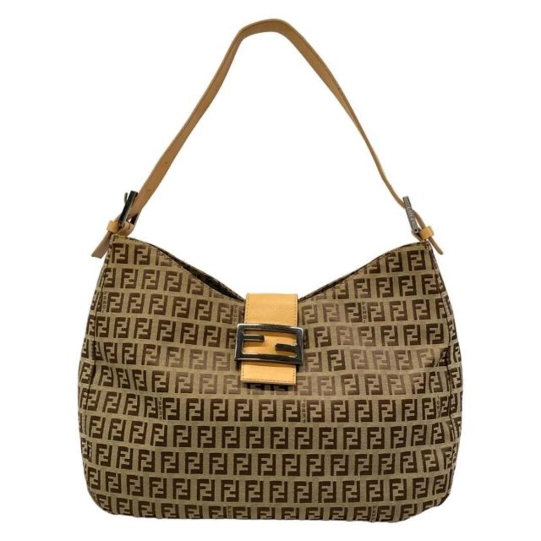FENDI SHOULDER BAG ZUCCA PATTERN BEIGE BROWN: FENDI Shoulder Bag Zucca Pattern Beige Brown Brand: FENDI Type/Style: Bag Material: Jacquard, Leather Color: Beige, Dark Brown, Light Brown Size: Handle Drop: Approximately 23 cm (9.1 in) adjustable