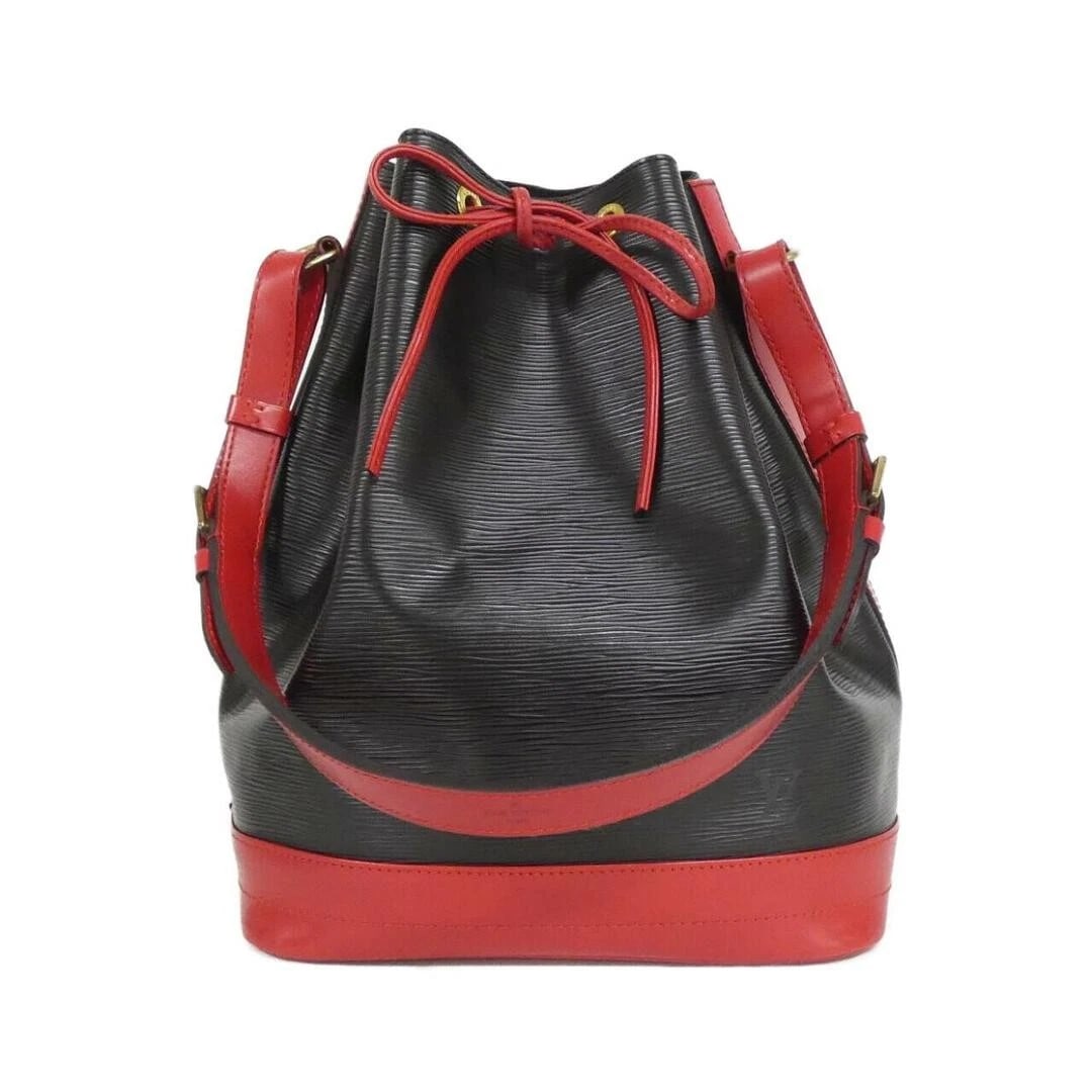LOUIS VUITTON NOE SHOULDER BAG CALF LEATHER: Louis Vuitton Noe Shoulder Bag Calf Leather Brand: LOUIS VUITTON Type/Style: Bag Material: Calf Leather Color: Black + Red with Gold Hardware Size: 26 cm (10.2 in) W x 34 cm (13.4 in) H x 18 cm (7.1