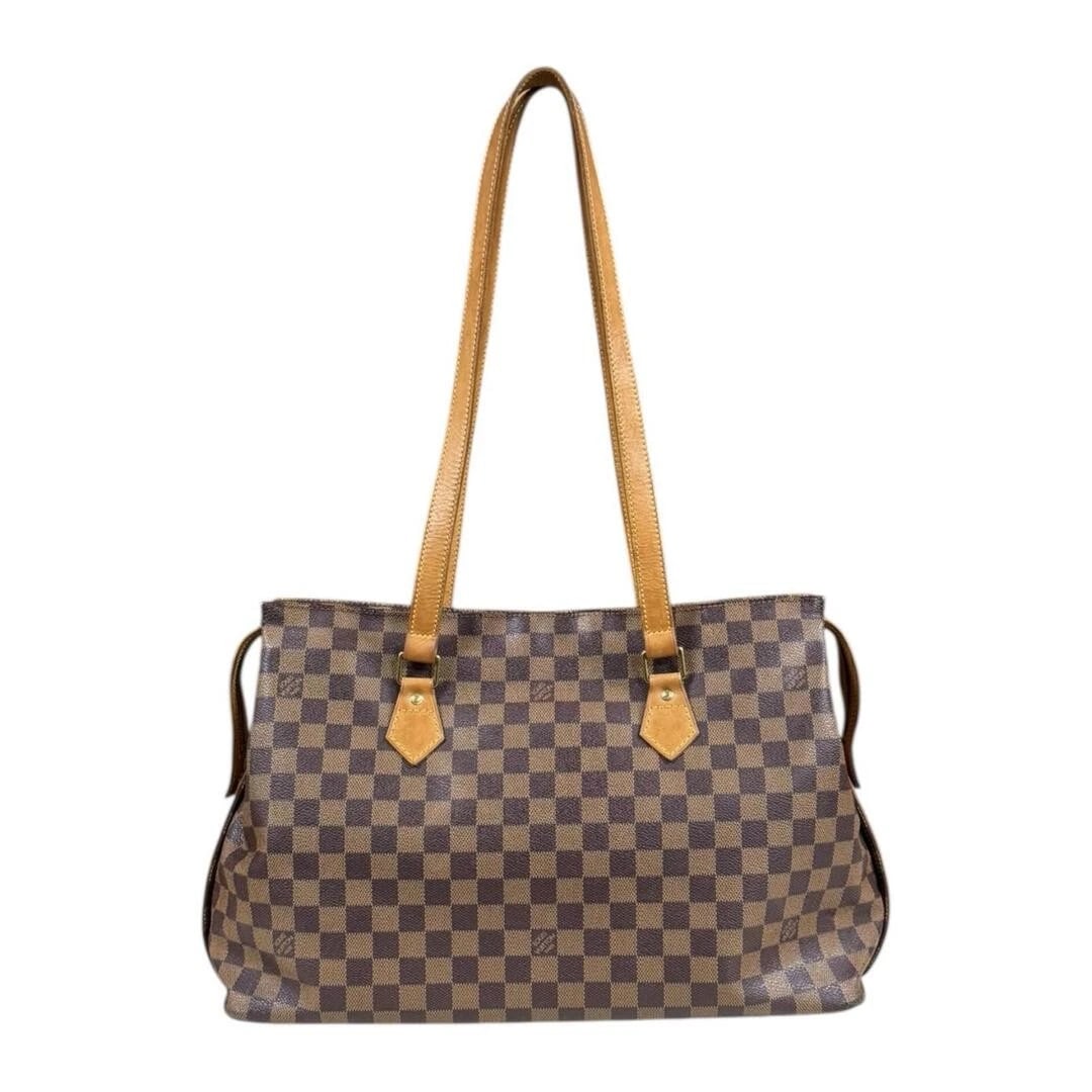 LOUIS VUITTON DAMIER SHOULDER BAG BROWN: Louis Vuitton Damier Shoulder Bag Brown Brand: LOUIS VUITTON Type/Style: Bag Material: Damier Canvas Color: Brown Size: Approximately 41 cm (16.1 in) W x 27 cm (10.6 in) H x 15 cm (5.9 in) D Acces