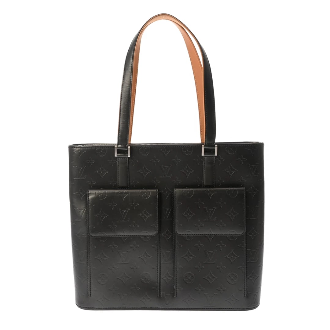 LOUIS VUITTON MONOGRAM MATTE BLACK LEATHER HANDBAG: Louis Vuitton Monogram Matte Black Leather Handbag Brand: LOUIS VUITTON Type/Style: Bag Material: Leather Color: Noir (Black) Size: approximately 31 cm (12.2 in) in height, 35.5 cm (14 in) in width, a