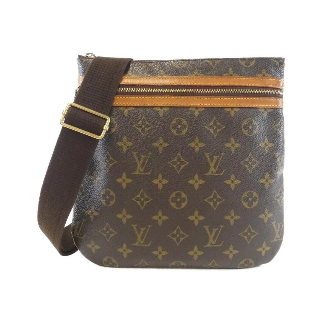LOUIS VUITTON MONOGRAM POCHETTE SHOULDER BAG: Louis Vuitton Monogram Pochette Shoulder Bag Brand: LOUIS VUITTON Type/Style: Bag Material: Coated Canvas Color: Marron (Brown) / Gold (Hardware) Size: 26 cm (10.2 in) (W) x 26 cm (10.2 in) (H) x 1 cm