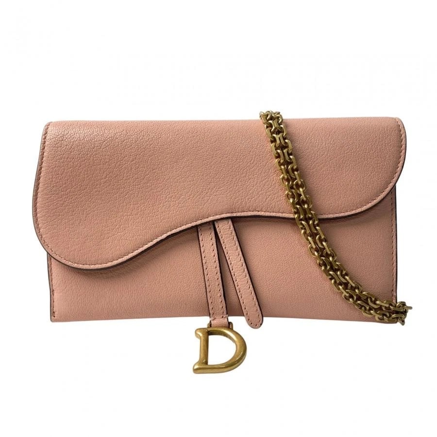 DIOR PINK LEATHER SHOULDER BAG CROSSBODY CHAIN: Dior Pink Leather Shoulder Bag Crossbody Chain Brand: Christian Dior Type/Style: Bag Material: Leather Color: Pink Size: W approximately 19 cm (7.5 in) x H approximately 11 cm (4.3 in) Accessories: