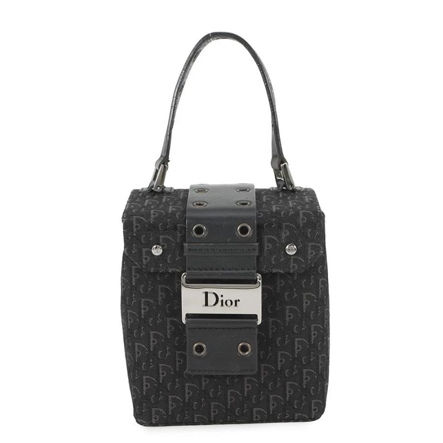 CHRISTIAN DIOR HANDBAG OBLIQUE CANVAS BLACK: Christian Dior Handbag Oblique Canvas Black Brand: Dior Type/Style: Bag Material: Canvas / Leather Color: Black Size: 11 cm (4.3 in) W x 12 cm (4.7 in) H x 9 cm (3.5 in) D Accessories: None