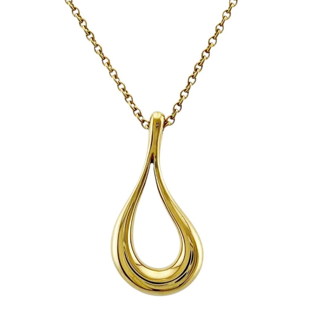 TIFFANY & CO. TEARDROP NECKLACE: Tiffany & Co. Teardrop Necklace Brand: Tiffany & Co. Type/Style: Necklace Material: 18K Yellow Gold Color: YG Size: Length: Approx. 18.3 in Pendant Size: Approx. 0.39 x 0.77 in Accessories: None