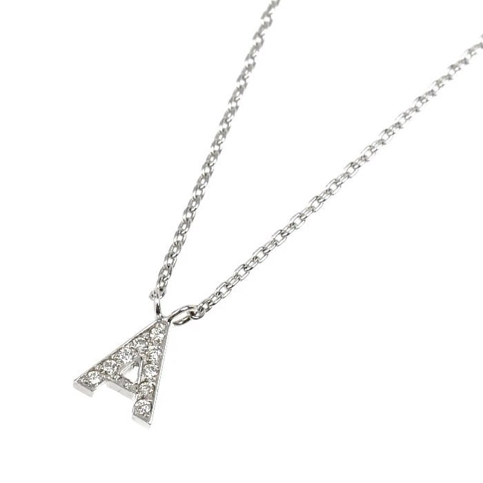 STAR JEWELRY INITIAL A NECKLACE: Star Jewelry Initial A Necklace Brand: STAR JEWELRY Type/Style: Necklace Material: K18WG Color: WG Size: Chain Length: Approx. 39 cm / 15.4 in Pendant Size: Approx. 5.7 mm ? 8.8 mm Accessories: None