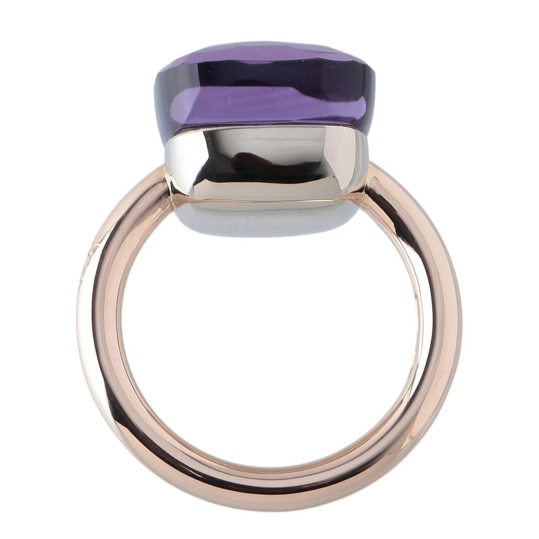POMELLATO NUDO MAXI AMETHYST PINK & WHITE GOLD RING: Pomellato Nudo Maxi Amethyst Pink & White Gold Ring Brand: Pomellato Type/Style: Ring Material: 18K Pink Gold / White Gold, Main Stone/Creation Amethyst Color: PG WG Size: US: 8.5 Accessories: Non