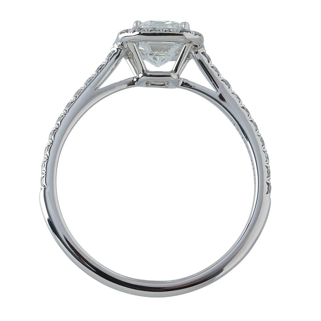 TIFFANY & CO. SOLESTE EMERALD CUT DIAMOND RING: Tiffany & Co. Soleste Emerald Cut Diamond Ring Brand: Tiffany & Co. Type/Style: Ring Material: Pt950, Main Stone/Creation Emerald Color: Pt Size: US 6.75 Accessories: None Accessories Noti