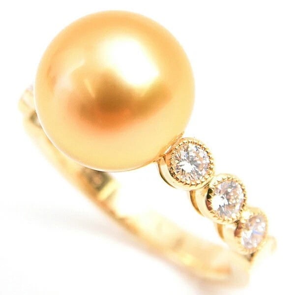 MIKIMOTO GOLDEN PEARL DIAMOND RING: Mikimoto Golden Pearl Diamond Ring Brand: Mikimoto Type/Style: Ring Material: 18K Yellow Gold, Main Stone/Creation Golden Pearl Color: YG Size: US5.75 Accessories: None Accessories Notice: When
