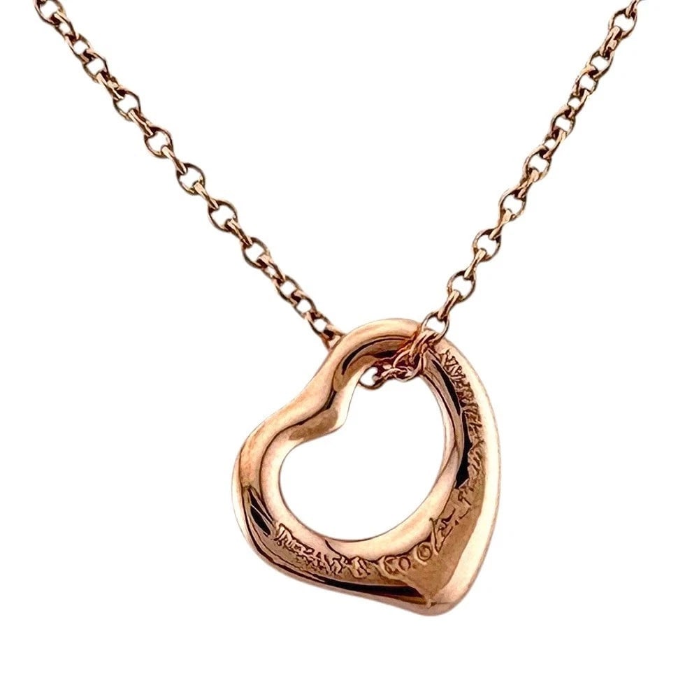 TIFFANY & CO. OPEN HEART NECKLACE: Tiffany & Co. Open Heart Necklace Brand: Tiffany & Co. Type/Style: Necklace Material: 18K Rose Gold Color: RG Size: Size: Chain Length: Approx. 17.9 inches (45.5 cm), Pendant Width: Approx. 0.43