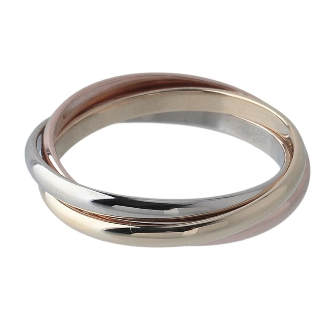 CARTIER TRINITY XS RING K18 PG WG Y: Cartier Trinity XS Ring K18 PG WG Y Brand: Cartier Type/Style: Ring Material: K18 PG WG YG Color: PG WG YG Size: US6 Accessories: None Accessories Notice: When purchasing pre-owned goods, please