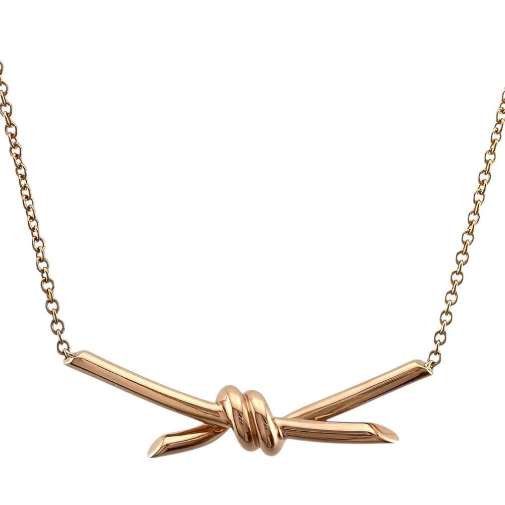 TIFFANY & CO. KNOT NECKLACE: Tiffany & Co. Knot Necklace Brand: Tiffany & Co. Type/Style: Necklace Material: 18K Pink Gold Color: PG Size: Size: Total Length Approx. 16.9 inches (43 cm, including pendant), Chain Width Approx.