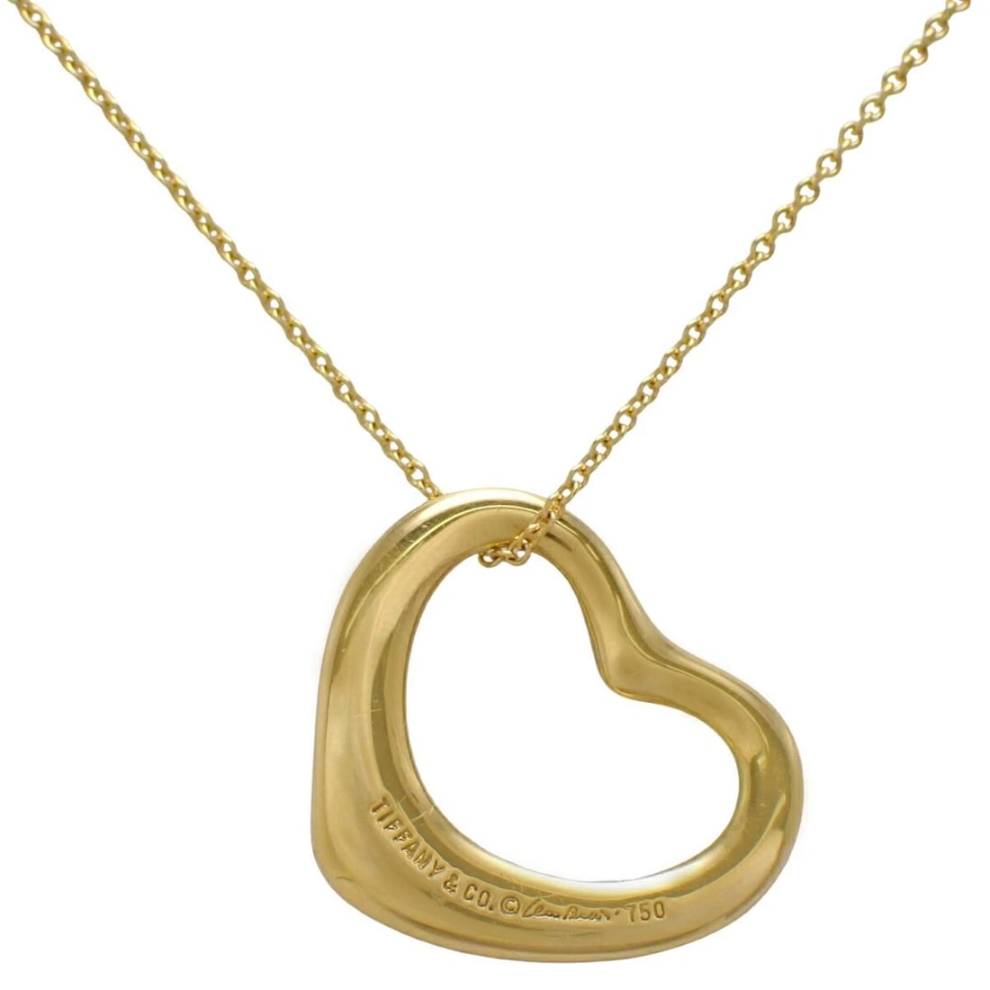 TIFFANY & CO ELSA PERETTI OPEN HEART PENDANT NECKLACE: Tiffany & Co Elsa Peretti Open Heart Pendant Necklace Brand: Tiffany & Co. Type/Style: Necklace Material: K18YG Color: YG Size: Pendant Size: Approx. 0.79 x 0.87 in (2.0 x 2.2 cm) Chain Length: