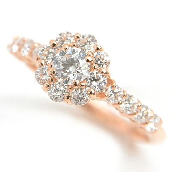 PONTE VECCHIO K18 PINK GOLD DIAMOND FLOWER RING (1 of 5)