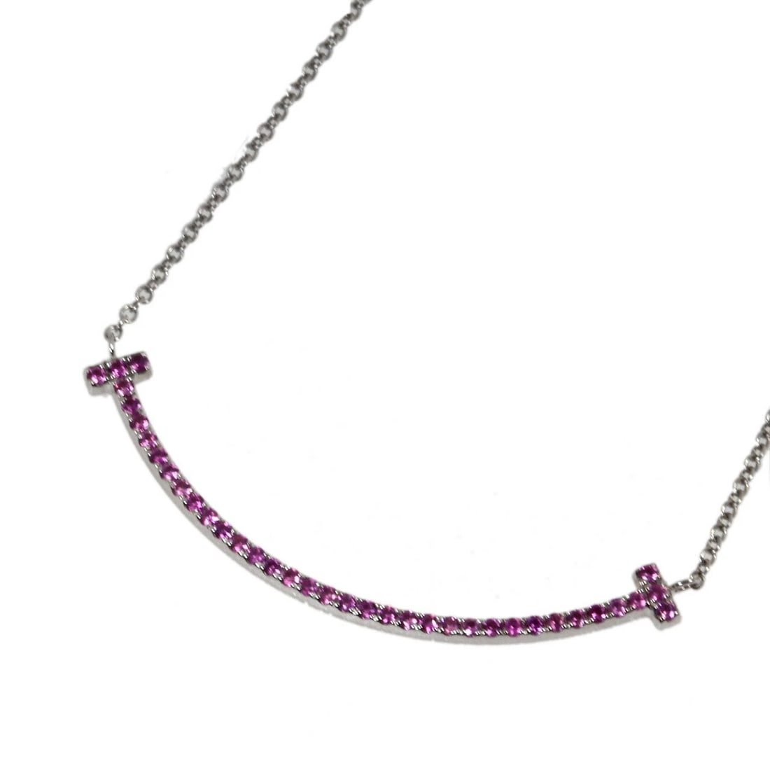 TIFFANY & CO. WG PINK SAPPHIRE NECKLACE: Tiffany & Co. WG Pink Sapphire Necklace Brand: Tiffany & Co. Type/Style: Necklace Material: 18K White Gold, Main Stone/Creation Pink Sapphire Color: WG Size: Size: Approx. 40 cm (15.75 inches) Acc