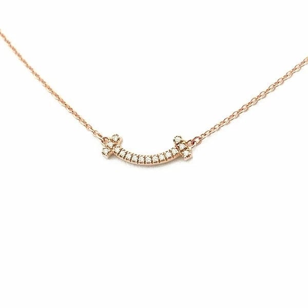 TIFFANY & CO. T SMILE MINI DIAMOND NECKLACE: Tiffany & Co. T Smile Mini Diamond Necklace Brand: Tiffany & Co. Type/Style: Necklace Material: K18 Rose Gold Color: RG Size: Chain Length: Adjustable from approx. 17.9 inches to 16.1 inches (45.5?41