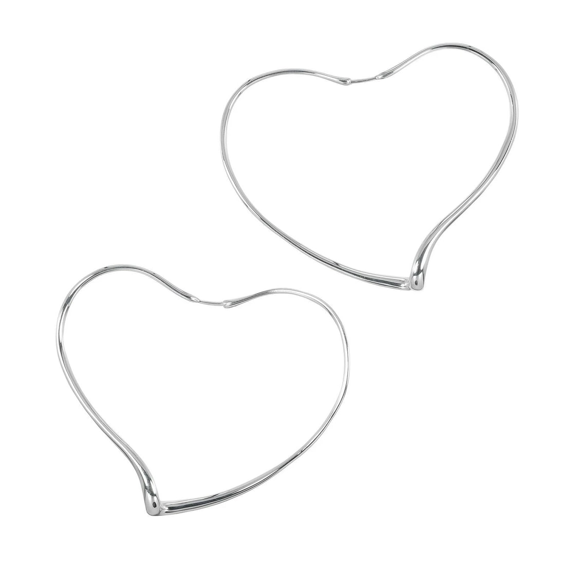 TIFFANY & CO. OPEN HEART HOOP EARRINGS: Tiffany & Co. Open Heart Hoop Earrings Brand: Tiffany & Co. Type/Style: EarRings Material: Sterling Silver 925 Color: Silver Size: Dimensions: Approx. 1.99 ? 2.47 inches (50.5 mm ? 62.7 mm)