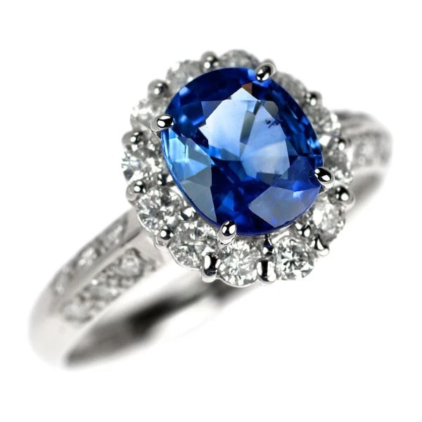 PT900 SAPPHIRE DIAMOND RING: Pt900 sapphire diamond ring Brand: None Type/Style: Ring Material: Pt900, Main Stone/Creation sapphires Color: PT Size: 5.25US Accessories: None Accessories Notice: When purchasing pre-owned goods,