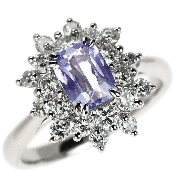 PT950 SRI LANKAN UNHEATED SAPPHIRE DIAMOND RING: Pt950 Sri Lankan Unheated Sapphire Diamond Ring Brand: None Type/Style: Ring Material: Pt950, Main Stone/Creation Sapphire Color: PT Size: 5.5 - 5.75US Accessories: None Accessories Notice: When