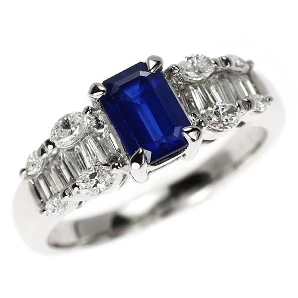 PT900 SAPPHIRE DIAMOND RING: Pt900 sapphire diamond ring Brand: None Type/Style: Ring Material: Pt900, Main Stone/Creation Sapphire Color: PT Size: 6US Accessories: None Accessories Notice: When purchasing pre-owned goods,