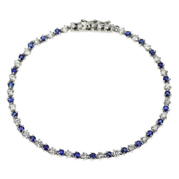 PT900 SAPPHIRE DIAMOND BRACELET: Pt900 sapphire diamond bracelet Brand: None Type/Style: bracelets Material: Pt900, Main Stone/Creation Sapphire Color: PT Size: Chain Length 18 Length/Width/Diameter3.1 Accessories: None Accessories