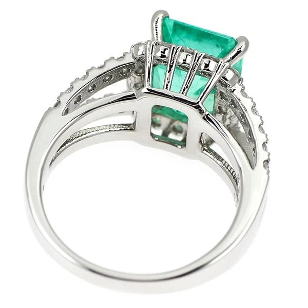 PT900 EMERALD DIAMOND RING - 3