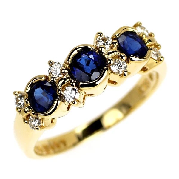 MIKIMOTO K18YG SAPPHIRE DIAMOND RING (1 of 2)