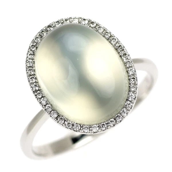 K18WG MOONSTONE DIAMOND RING (1 of 2)